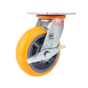 High Quality Heavy Duty 4'' 5'' 6'' 8'' Fixed Orange Polyurethane Castor Caster Wheel