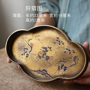 Soporte para tetera de cobre puro lacado estilo antiguo, hecho a mano, forma irregular, para mesa de preparación de té Kung Fu. - Product Image 3