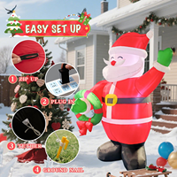 Père Noël gonflable de 8 pieds avec couronne et lumière LED, décoration de Noël gonflable pour jardin, pelouse, extérieur, maison, fête, spectacle festif