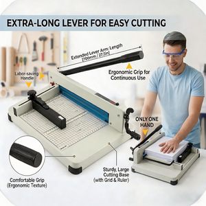 Coupe-papier manuel Quanheng A4 robuste avec lame en acier durable et protection de sécurité, modèle 858 A4 pour papier/plastique/PVC/cuir - Product Image 2
