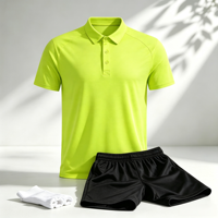 Polo personnalisé vert fluorescent pour homme, séchage rapide, imprimé par transfert thermique, respirant, en polyester, vêtements de sport d'équipe, tissu 220g