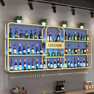 Rack luminoso criativo para parede, metal forjado, para decoração de restaurantes, bar e vinhos, rack de vinho para parede, ideal para decoração retrô