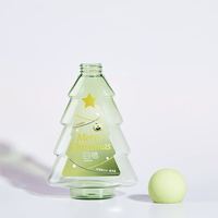 Emballage cosmétique design sapin de Noël, flacon vide en plastique pour bain de bouche avec pompe, pour soins bucco-dentaires et emballage de boissons