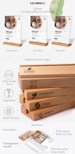 NFC Chip <b>Acrylic</b> Stand Desktop Display <b>Board</b> Customizable Menu Holder with Paper Cards NFC <b>Acrylic</b> with Wooden Base. - Product Image 5