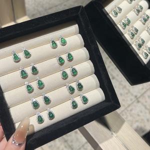 Boucles d'oreilles en argent pur S925, jade vert gourde, luxe haut de gamme, style chinois, bijoux incrustés d'or 18 carats - Product Image 4
