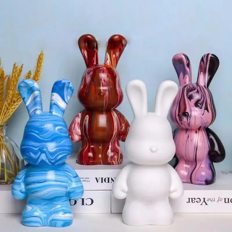 Hot DIY Fluid Rabbits Ornaments Wholesale Fluid Rabbit Handmade Paint Toys Fluid Rabbit Resin Crafts