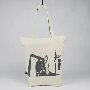 White Pattern Embroidery Tough Canvas Bag Sublimation Canvas Multi function Bag Tote Embroidery Tough Canvas Bag