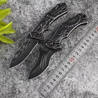 Cuchillo Plegable Stone Wash Deer, Herramienta Portátil para Desempacar, Cuchillo de Frutas para Exteriores de Alta Dureza y Precisión con Grabado, para Supervivencia en Camping