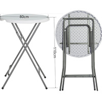 Outdoor HDPE Klappbarer Runder Esstisch Tragbarer Bartisch für Kleine Häuser & Gewerbliche Nutzung