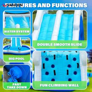 Parc aquatique gonflable double avec toboggan, <span class=keywords><strong>piscine</strong></span> à jets d'eau et mur d'escalade, structure aquatique gonflable Oxford avec souffleur <span class=keywords><strong>pour</strong></span> le plaisir familial - Product Image 4