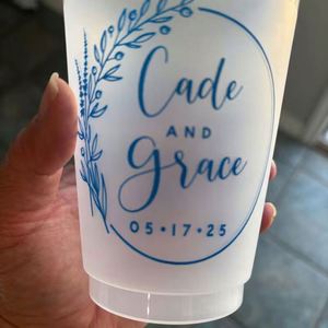 Vasos de Plástico Esmerilados Personalizados para Bodas, Recuerdos de Boda para Mascotas, Vasos de Plástico Personalizados para Mascotas - Product Image 1