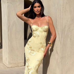 שמלת מקסי אלגנטית עם backless חזה חזה נשים אופנה ללא שרוולים סקסי בגד גוף מועדון מסיבת הים ארוך בתולת ים - Product Image 1