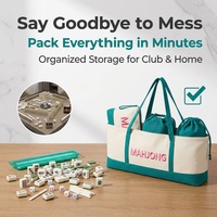 Sac de voyage de loisirs Mahjong en toile à imprimé lettres contrastées, avec fermeture éclair, sangle latérale, tapis de table pliable suspendu et trousse de maquillage