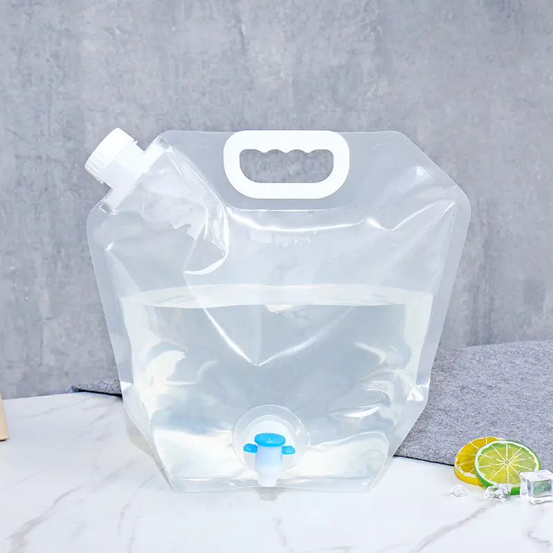 Hete Verkoop Plastic 5 Liter Opvouwbare Alkalische Kangen Waterzak Voor Drinken Met Ventiel