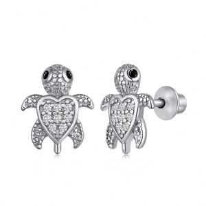 Nouveauté Dylam, boucles d'oreilles clous hypoallergéniques sans nickel en argent sterling 925, tortue de mer, enfant, cercle, zircone cubique 5A - Product Image 1
