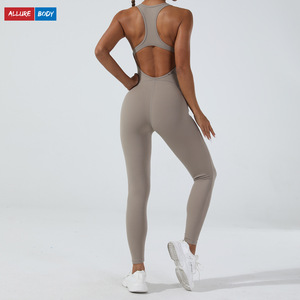 Combinaison de yoga pour femme Allurebody en spandex et polyester, dos nu, sans bretelles, haute élasticité, une pièce, combinaison de sport 2024 - Product Image 5