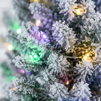 Sapin de Noël artificiel QiYing Victory Xmas-31, 1,8 m (6 pieds), sapin fin pré-éclairé, floqué, de haute qualité, écologique, 250 LED