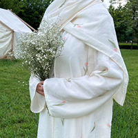 Abaya musulmane Robe longue Floral Fleur Imprimé Veste Jupe Robe Cape papillon Tulipe Embroid Mode Elegent Femmes Musulmanes
