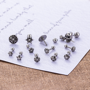 1 parça Vintage yeni gotik siyah paslanmaz çelik iskelet kafatası küpe erkekler kadınlar takı için serin yıldız 16G kulak manşet Piercing Ea - Product Image 4