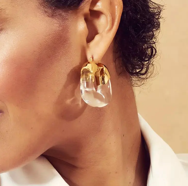 Fashion bohemian vintage designer clear plastic acrylic statement geometric resin earrings jewelry for women