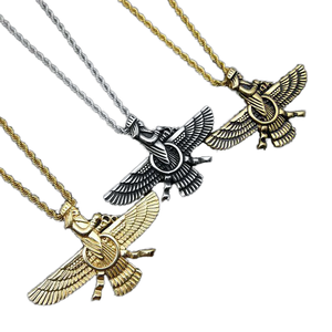 Individualité Collier Persan En Acier Inoxydable Plaqué Or Zoroastrien Pendentif Hip Pop Style pour Cadeau - Product Image 1