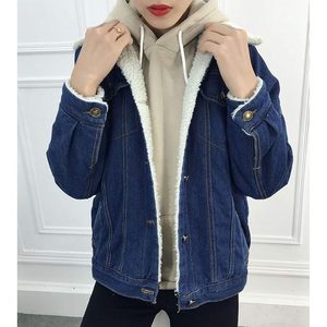เสื้อแจ็คเก็ตยีนส์ผู้หญิง FOXA แบบ Trucker บุขน Sherpa อุ่นสบาย ติดกระดุม - Product Image 5