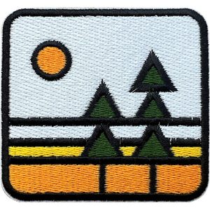 Sunset Nature <b>Tree</b> Embroidery Patch 3 Inches Iron On Sew On Travel Applique Fabric Patch For <b>Bags</b> - Product Image 1