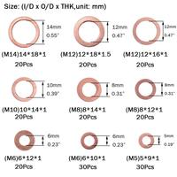80pcs Brass/Copper Washers Kit M5 10mm Plain Surface ISO Standard Flat Washer for Automotive Industry XZW Brand Zhejiang Origin