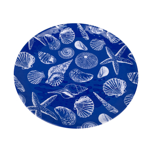 Piatti in Melamina da 9 Pollici Infrangibili Senza BPA con Motivo Blu Profondo di Conchiglie e Stelle Marine per Casa e Spiaggia - Product Image 2