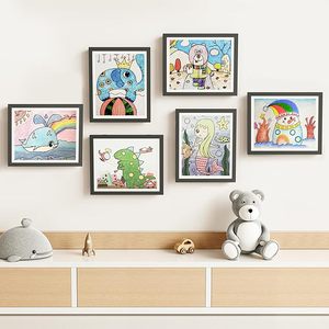 HuaJia Eco-Friendly Black <strong>Children's</strong> <strong>Art</strong> <strong>Frame</strong> for Kids Artwork Front Opening Holds 150 Drawings 8.5x11 Flower Animal Mat OEM - Product Image 6