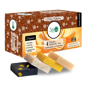 Paquete de regalo de jabón hecho a mano-Juego de barra de jabón nutritivo e hidratante para hombres-Infundido con cuatro aromas masculinos audaces Bay <span class=keywords><strong>Rum</strong></span> - Product Image 1