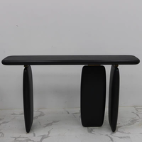 Table console en bois noir pour salon moderne, hôtel, villa, couloir, décoration, table haute à trois pieds, meubles Foshan