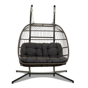 Design moderne Patio suspendu en osier balançoire oeuf canapé avec support <span class=keywords><strong>jardin</strong></span> causeuse extérieur double siège rotin pliable balançoire chaise - Product Image 6
