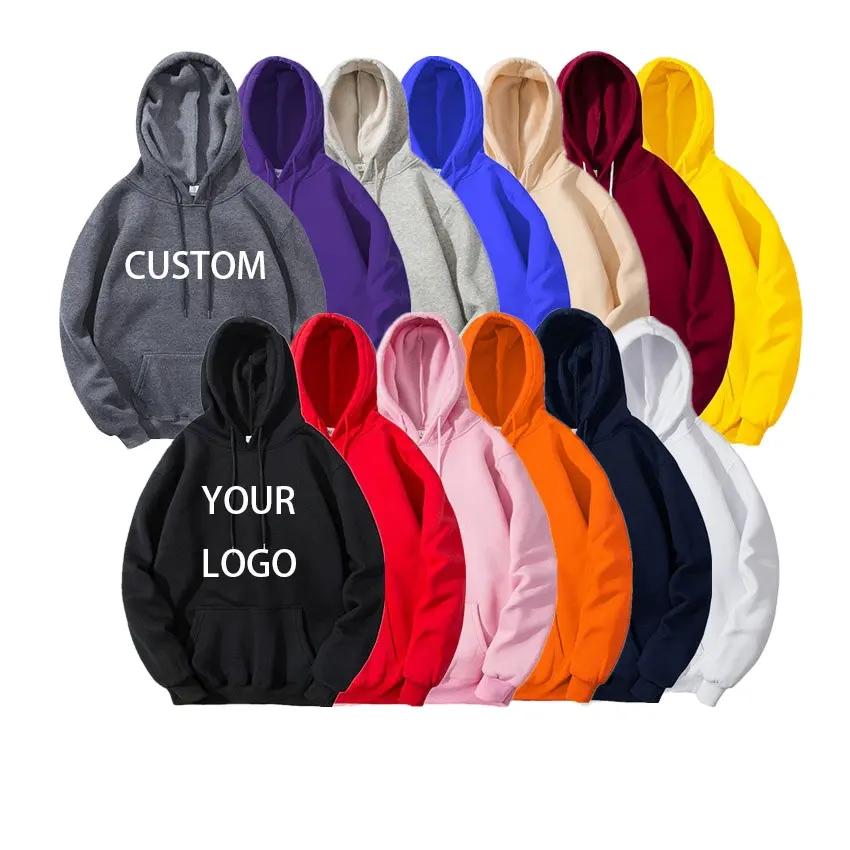 French Terry Fleece Streetwear 400gsm Hoodie Unisex Blank Sublimation Plus size Men's Heavy Weight Custom embroidery Logo Hoodie