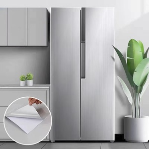 Papel de contacto de acero inoxidable de metal <span class=keywords><strong>blanco</strong></span> para refrigeradores y otros <span class=keywords><strong>muebles</strong></span>, papel tapiz de película de <span class=keywords><strong>vinilo</strong></span> autoadhesivo - Product Image 3