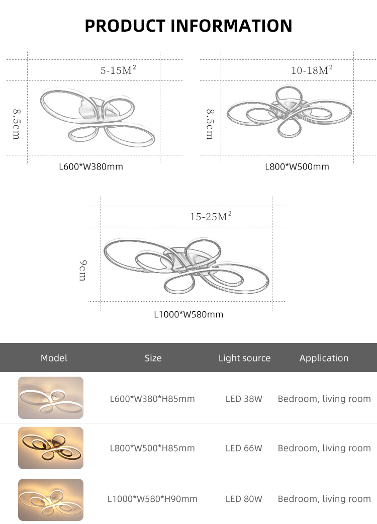 Newest Special Design Indoor Decor Sitting Room Modern Black White Led Ceiling Light