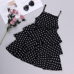 New Style Summer Short Sleeve Denim <b>Jacket</b> Polka Dot Slip Kids Girls Dress - Product Image 4