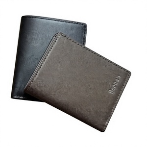 Beena's Men's Genuine Leather Slim <b>Wallet</b> Fold Closure Minimalist Design Solid Short RFID High Quality <b>Brown</b> and Black Daily Use - Product Image 1