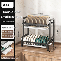 Égouttoir à vaisselle compact moderne en métal à trois niveaux sur pied avec grand égouttoir et séchoir intégrés