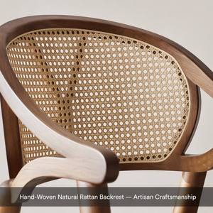 <span class=keywords><strong>Fauteuil</strong></span> de salle à manger en rotin tressé en bois massif avec dossier en tissu rembourré pour hôtel, restaurant, café - Product Image 6