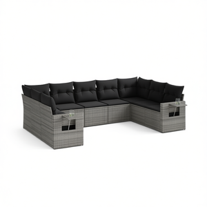 <b>Grey</b> Pe Rattan Garden Sofa Set With Steel <b>Frame</b> Outdoor Furniture 6 Seater Elegant Design For Patio Or Backyard Use - Product Image 1