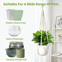 Panier suspendu en coton léger et réglable avec perles en bois pour pots de 4 à 15 pouces, décoration intérieure/extérieure bohème