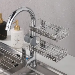 シンク用キッチンスポンジホルダーステンレス鋼蛇口収納ラックバスルームシャワーシャワーキャディは石鹸を保持します