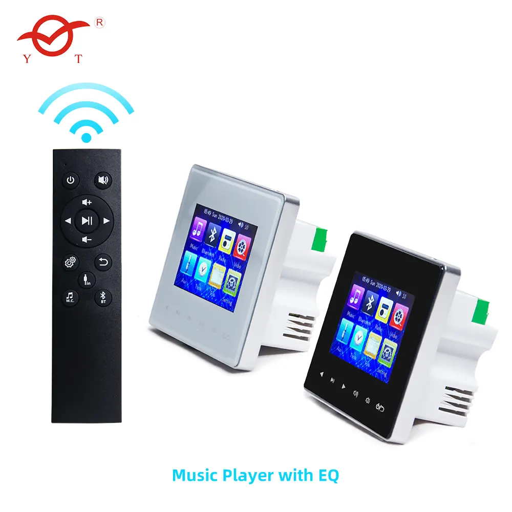 Touch Screen Remote Control Smart Home Audio Background Music System Wireless WiFi Blue tooth On In Wall Flush Mount Amplifier