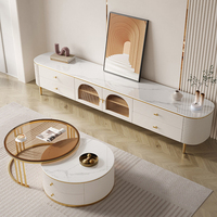 Meuble TV en bois massif, style moderne et épuré, pour salon, meuble de sol pour appartement, style crème luxe léger, table basse TV