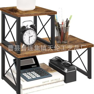 Cross-border wooden desktop <b>shelf</b>, adjustable small bookshelf, stackable desktop stand, simple wooden kitchen storage <b>rack</b> - Product Image 1