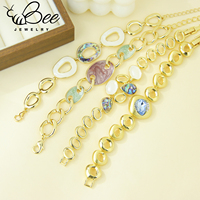 Exquisita Pulsera de Tenis Bohemia de Vidrio Esmaltado, Personalizada, Chapada en Oro de 14k, con Dijes de Cristal y Cadenas Hechas a Mano