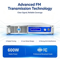 Transmisor de Radio LPFM Comunitario de 600W, Transmisor de Radiodifusión FM Estéreo PLL Profesional de 87.5-108MHz