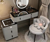 Table de toilette de style nordique moderne et minimaliste pour chambre à coucher, avec design multifonctionnel tout-en-un et charge sans fil