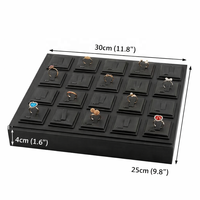 Plateau de présentation empilable en cuir noir pour bagues, boucles d'oreilles et pendentifs, organisateur de comptoir de magasin